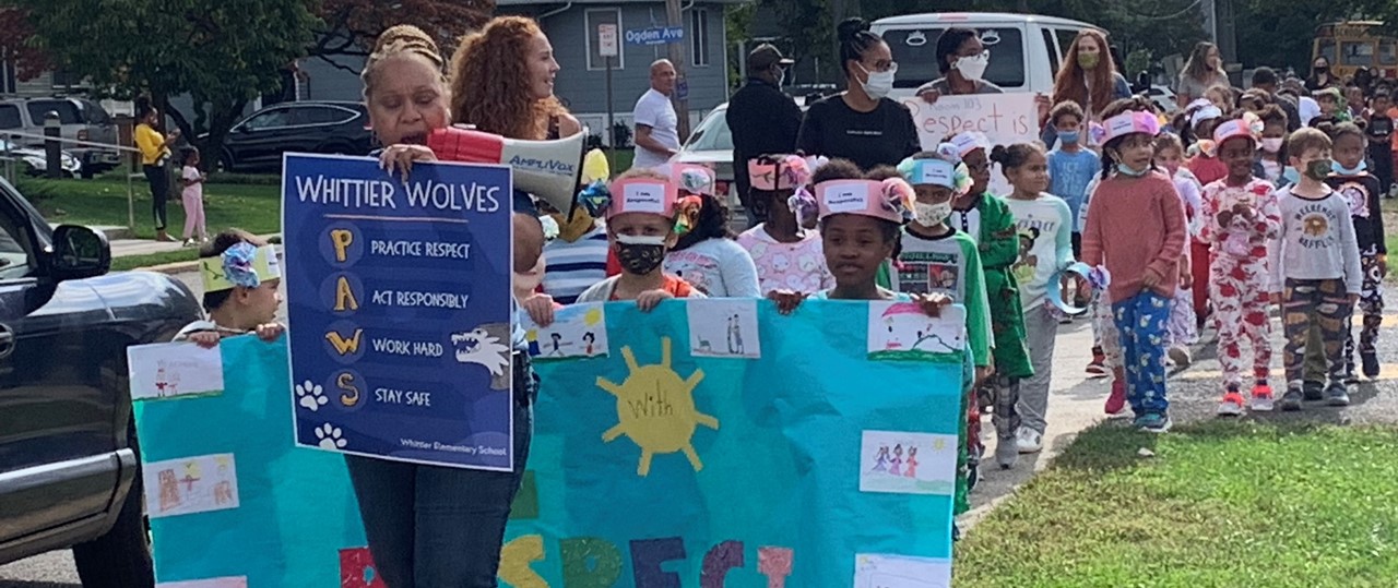Staff leading the march