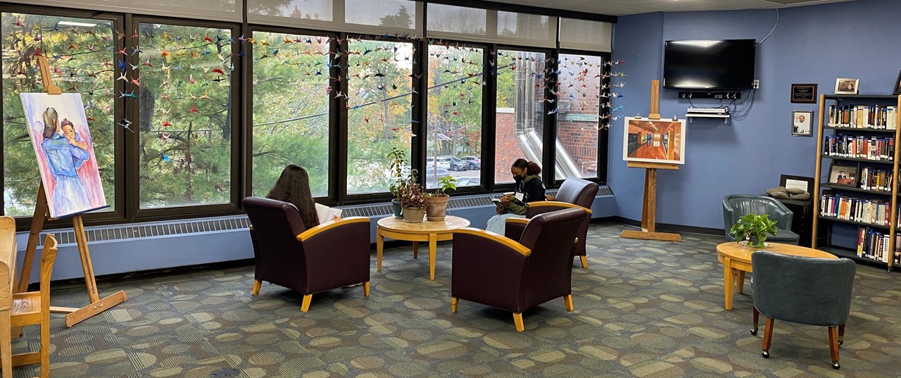 Reading in the Library Lounge