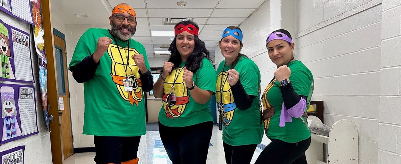 Teachers Dressed as Teenage Ninja Turtles