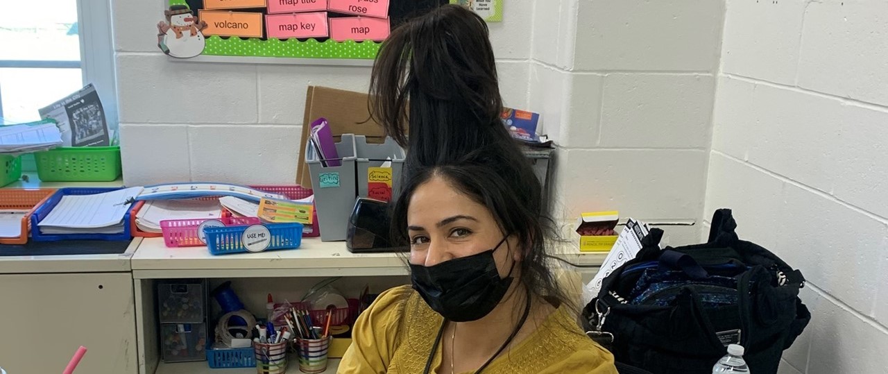 Teacher with a Crazy Hairstyle