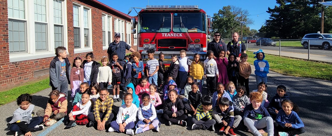 Students In Front of a Fire Truck
