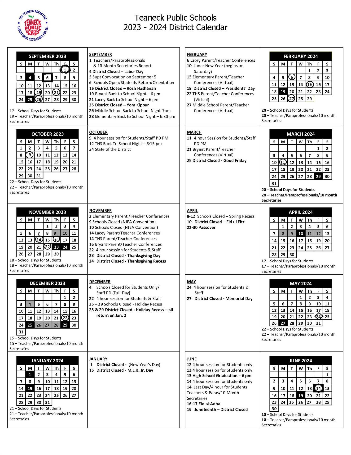 District Calendar